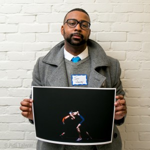 February 18, 2015. Members of the American Society of Media Photographers posed for a portrait with their work, during ASMP's Tenth Annual Fine Art Portfolio Review at the Gay Center in downtown Manhattan.